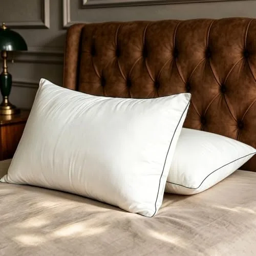 hyvif bed pillows luxury hotel collection white premium down pillow for sleeping 650 fill power100 cotton fabric soft support down surrounded pillow for side and back sleepers stomach sleepers