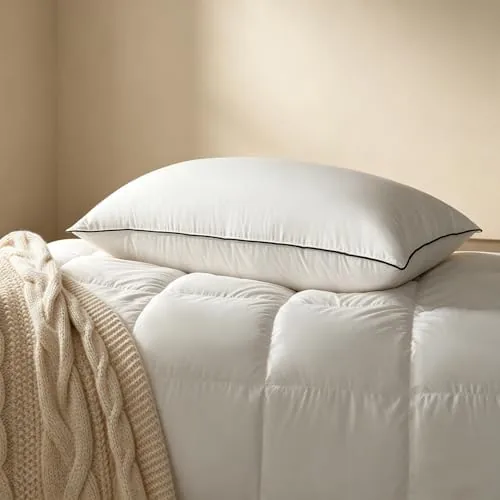 hyvif down fiber pillows king size luxury hotel collection soft fluffy bed pillows for side and back sleepersbreathable cotton shell cover gusseted sleeping pillows for stomach sleepers