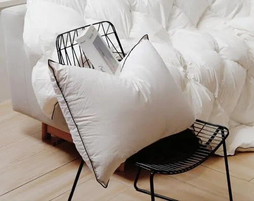 hyvif set of 2 luxury hungarian goose down pillows 750 fill power 460 thread count cotton blend shell soft down pillows for sleeping standard 20 x 262 pack white sdd01 s2